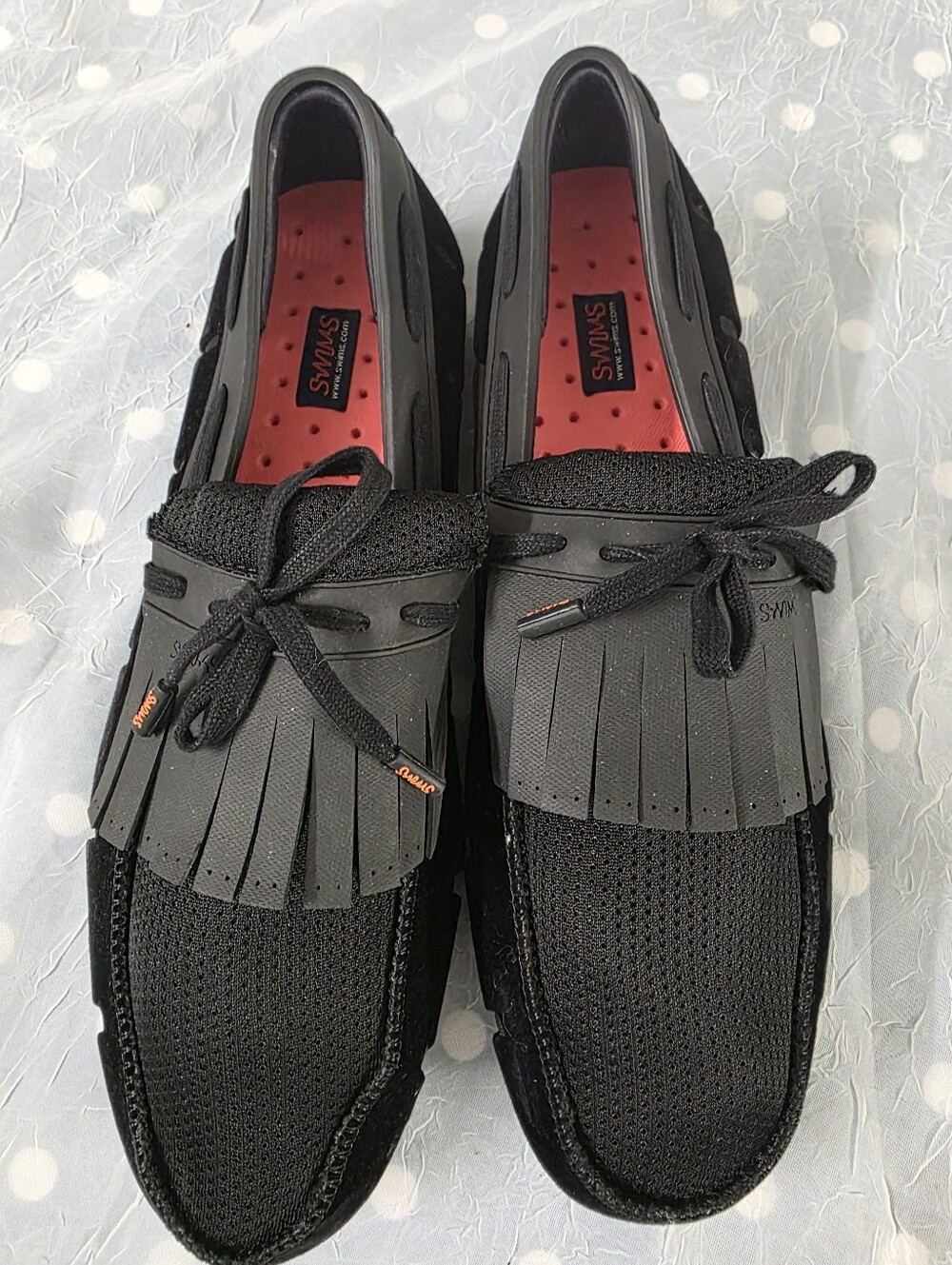 SWIMS Size 9 Black Mixed Materials Velvet Drivers Loafers